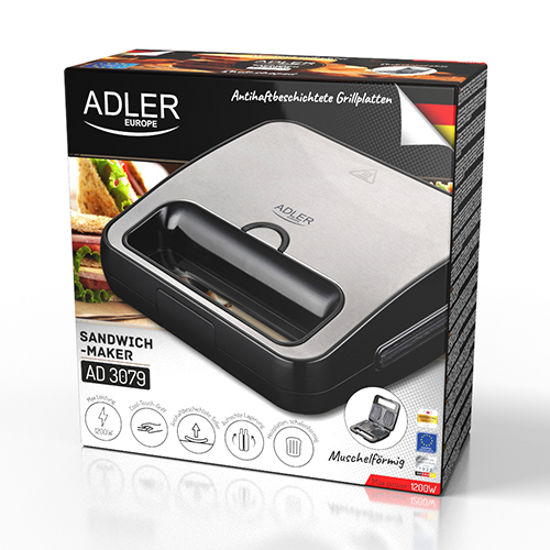 Бутербродница ADLER AD 3079 (750-1200Вт  black) Бутербродница ADLER AD 3079 (750-1200Вт  black) купить по самой низкой цене