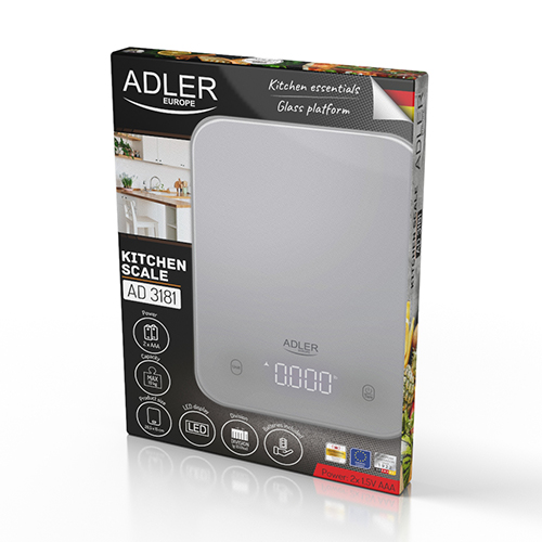 Весы кухонные Adler ad 3181g (электрон, до 10/0.001кг., стекл.платф., ЖК-дисплей) grey купить по самой низкой цене