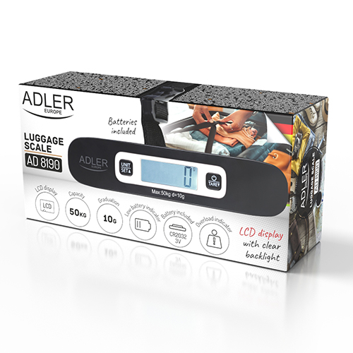 Весы багажные Adler AD 8190 (max 50кг, цена деления 10гр, ЖК-дисплей, функция тары) купить по самой низкой цене