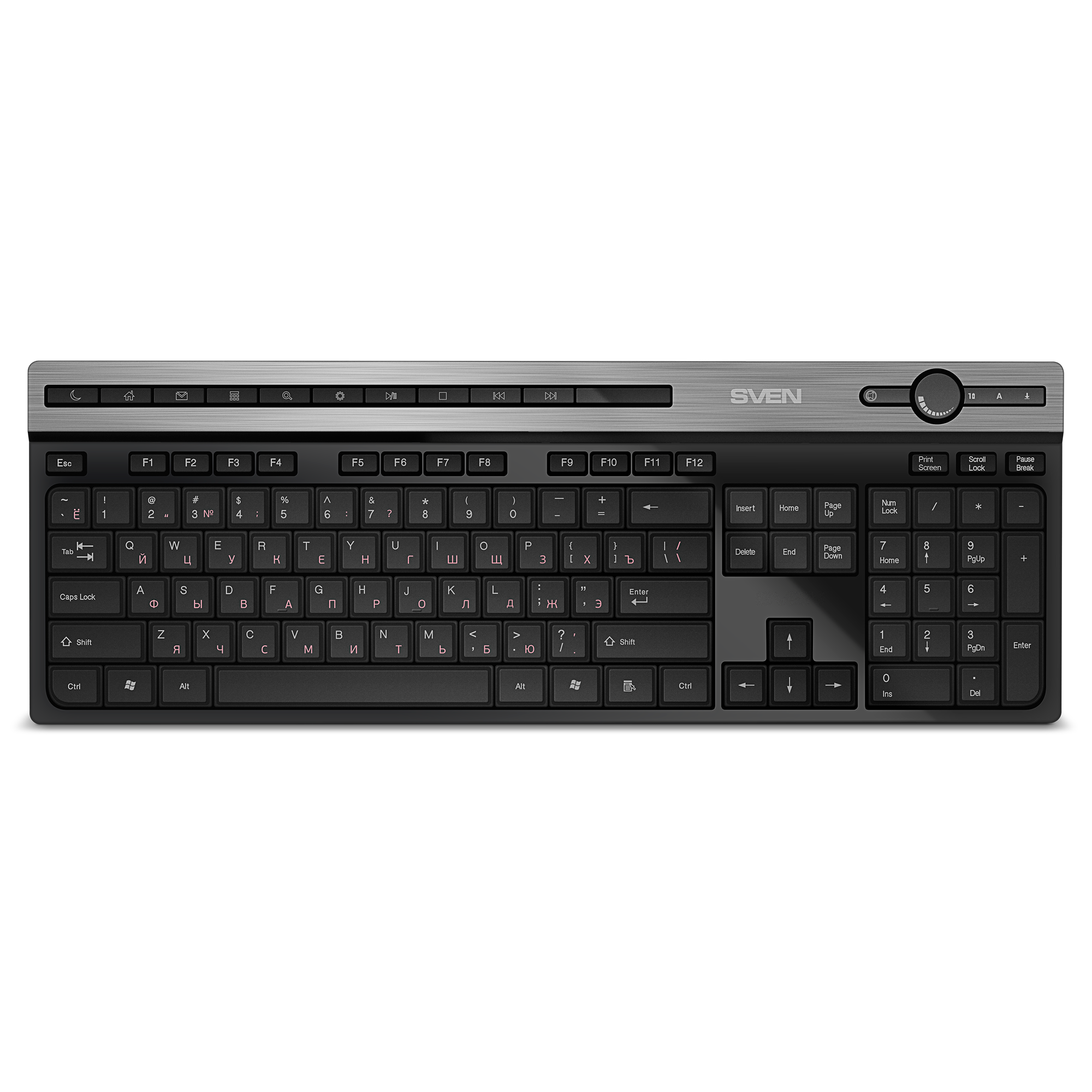 Клавиатура SVEN KB-E5500W беспроводная, USB, black, 115кл. + 11кл. быстрого доступа купить по самой низкой цене