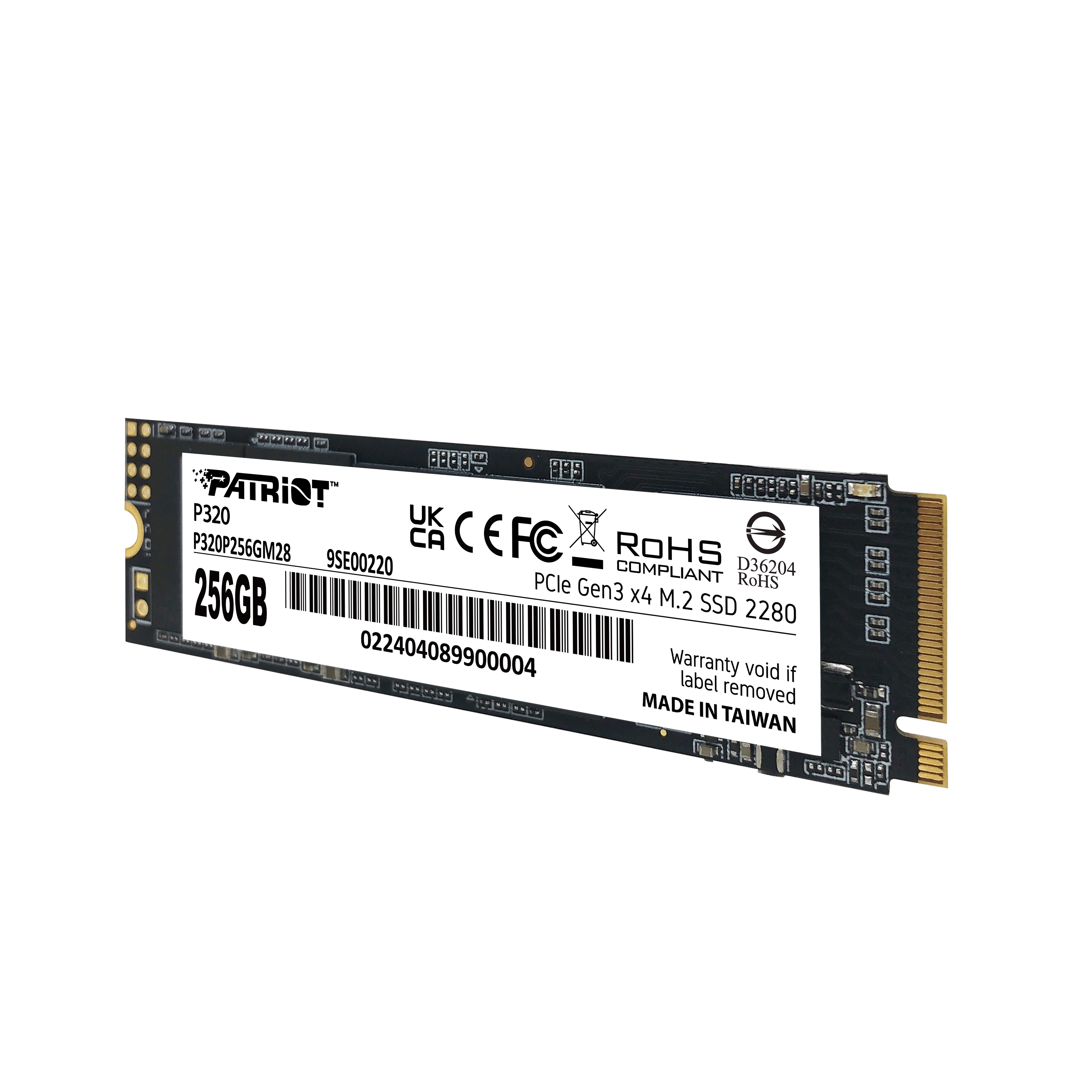 SSD 256Гб, M.2, 2280/PCI-E 3.0 4x, NVMe, Patriot P320 (P320P256GM28) 3D NAND, R/W 2200/1200МБ/с купить по самой низкой цене