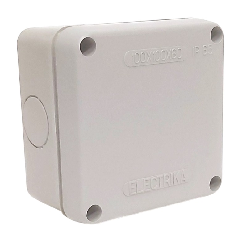 Распределительная коробка 'Электрика', внешняя, квадратная 100x100x60мм, серая, IP65 (3640) купить по самой низкой цене