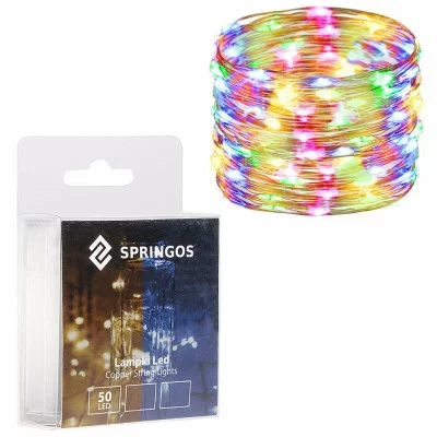 Гирлянда ёлочная Springos (CL0017) 4.9м, 50 светодиодов, многоцветная, на батарейках 3xАА купить по самой низкой цене