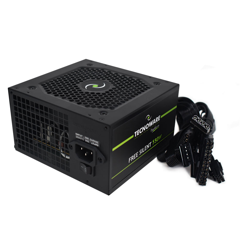 Блок питания 550W Tecnoware FREE SILENT (FAL550FS12) ATX 2.01, 24+8(4+4)pin, PPFC, Fan 12см, чёрный купить по самой низкой цене
