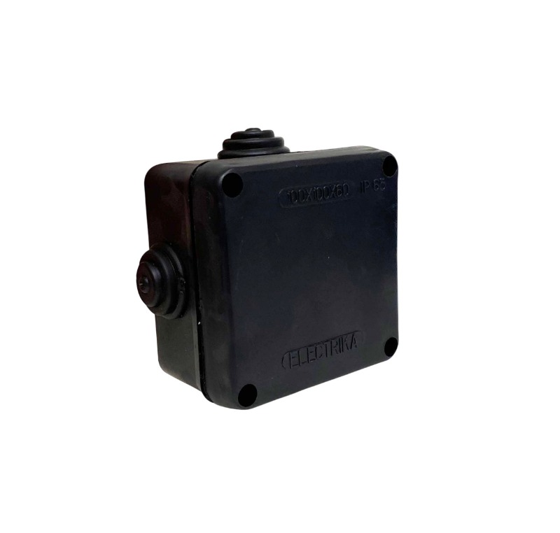 Распределительная коробка 'Электрика', внешняя, квадратная 100x100x60мм, черная, IP65 (17243) купить по самой низкой цене