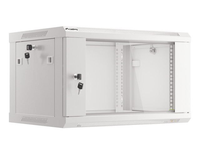 Шкаф настен.коммутацион. LANBERG WF01-6406-10S 19",6U, 600x450х392мм, с дверцей, сталь/стекло, grey купить по самой низкой цене