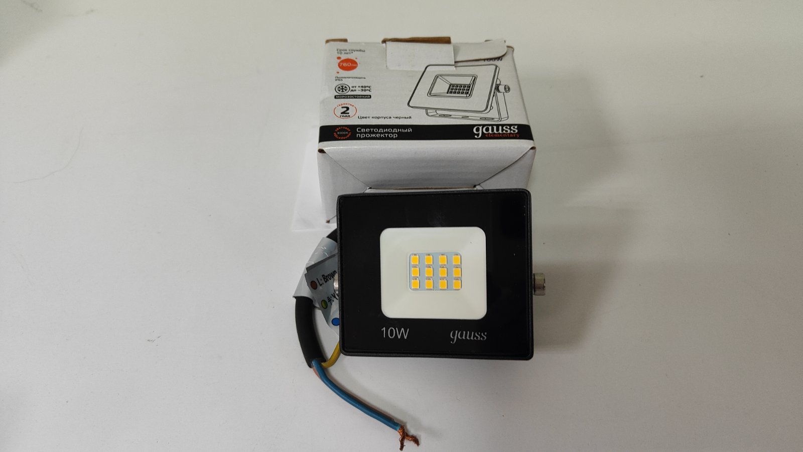 Прожектор светодиодный GAUSS Elementary 3000k, 10Вт, 760лм (613527110) IP65, black Уценка! купить по самой низкой цене